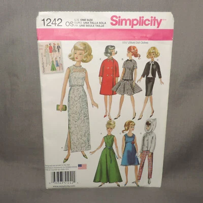 Simplicity Pattern 1242 Vintage Doll Clothes for 11-1/2" Fashion Doll Uncut - Image 1 of 3