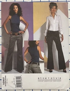 Vogue Pattern V2907 Alice + Olivia Flared Pants - Sizes 10 12 14, UC FF - Picture 1 of 2