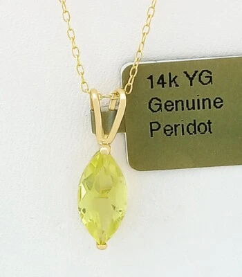GENUINE 1.18 Cts PERIDOT PENDANT 14K YELLOW GOLD - Free Certificate Appraisal - Image 1 of 4