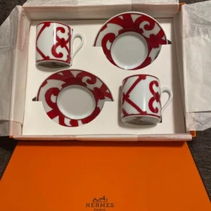 Hermes Guadalquivir Red Tea Cup Saucer Tableware set Ornament Coffee good - Picture 1 of 4