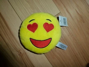 BNWT Emoji 4.5 inch Round Bean Bag/Stuffed Animal Heart Eyes & Smile - Picture 1 of 2