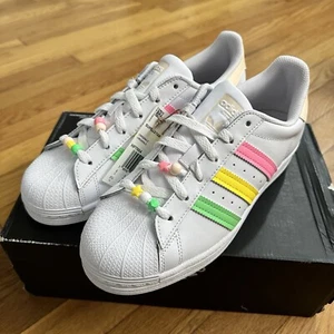 Adidas Originals Superstar J White Athletic Shoes HP7884 Kids Sz 6.5 /Women’s 8 - Picture 1 of 6