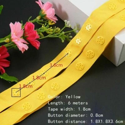 Cinta de sujeción a presión 6M Presionar botón cinta artesanías coser bordes recorte 18 mm ancho Foto 1 de 4