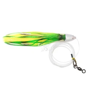 Fish WOW! 7" Fishing Bullet Jet Chrome Head Rig Double Hook Trolling Lures Green - Picture 1 of 7