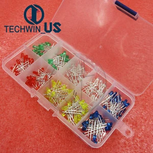 Kit de diodes assortiment neuf 200 pièces 3 mm lumière LED BLANC JAUNE ROUGE BLEU VERT - Photo 1/11