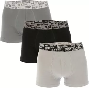 DKNY 3 Pack Men's Stretch Boxers Trunks 3 Pack Small Grey Black Boxer Shorts - Picture 1 of 2