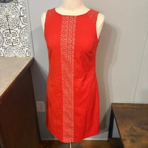 Vestido sin mangas Nine West rojo con detalles de encaje tostado (6) - Imagen 1 de 9