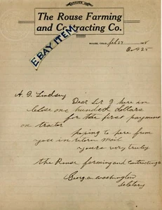 Rouse Colorado 1918 George A Washington Rouse Agricultura y membrete de contratación - Imagen 1 de 1