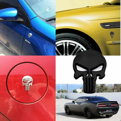 3D Metal Emblem Decal Badge Car Gas Door Skeleton Skull Tailgate Decal Sticker  - Image 1 of 2