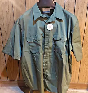 Vintage Sears Fieldmaster Shirt neu mit Etikett 3XL olivgrün kurzarm Perma Prest - Bild 1 von 5