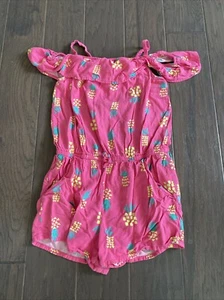 Cat & Jack  Pineapple Print 1 Pc Spaghetti Strap Romper  Pink  Girls 10-12 - Picture 1 of 4