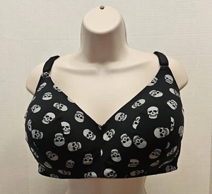 Torrid 360 Back Smoothing Wire-Free Lightly Lined Everyday Bra Skull Print Black - Picture 1 of 12