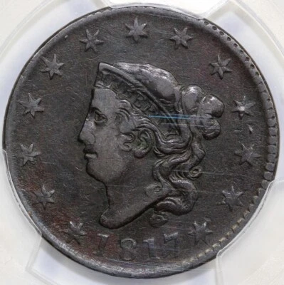 1817 1c N-10 13 Stars Matron Head Large Cent PCGS VF 25 - Image 1 of 4