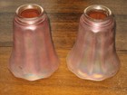 Vintage NUART Marigold Iridescent Carnival Glass Shades Imperial Glass set of 2 