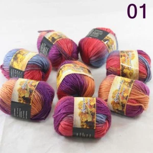 C Sale 8ballsx50g colorful Soft Chunky Hand Knitting Rainbow Wool Shawls Yarn 01 - Picture 1 of 4