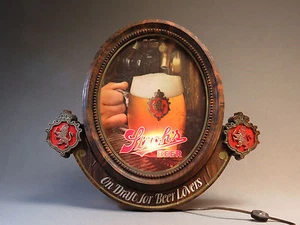 STROH'S BEER PLASTIC ILLUMINATED BEER SIGN 18" X 20" brew wall hanging USED - Picture 1 of 5