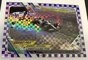 2021 Topps Chrome Formula 1 Purple Checker Flag Refractor 145/199 Lewis Hamilton - Picture 1 of 2