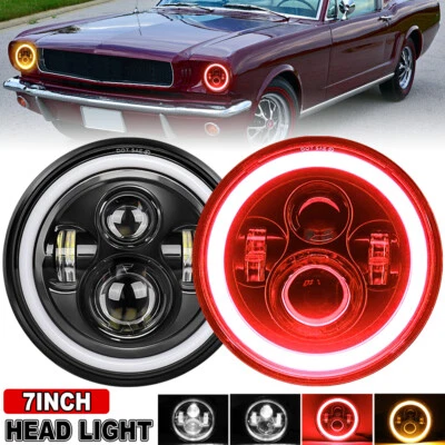 For Ford Mustang 1965-1978 7" inch Halo LED Headlights Hi/Lo Beam Projector 2x - Image 1 of 4