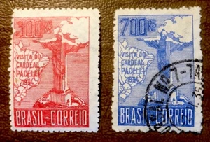 Sellos Brasil Sc 392 Como Nuevos Bisagras Y 393 Usados - Imagen 1 de 2