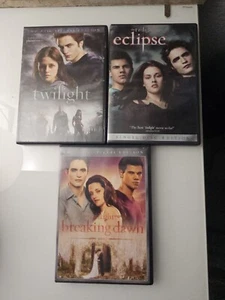 Twilight Saga Movies 3 DVD Lot: Twilight/Eclipse /Breaking Dawn Part 1 NICE - Picture 1 of 14