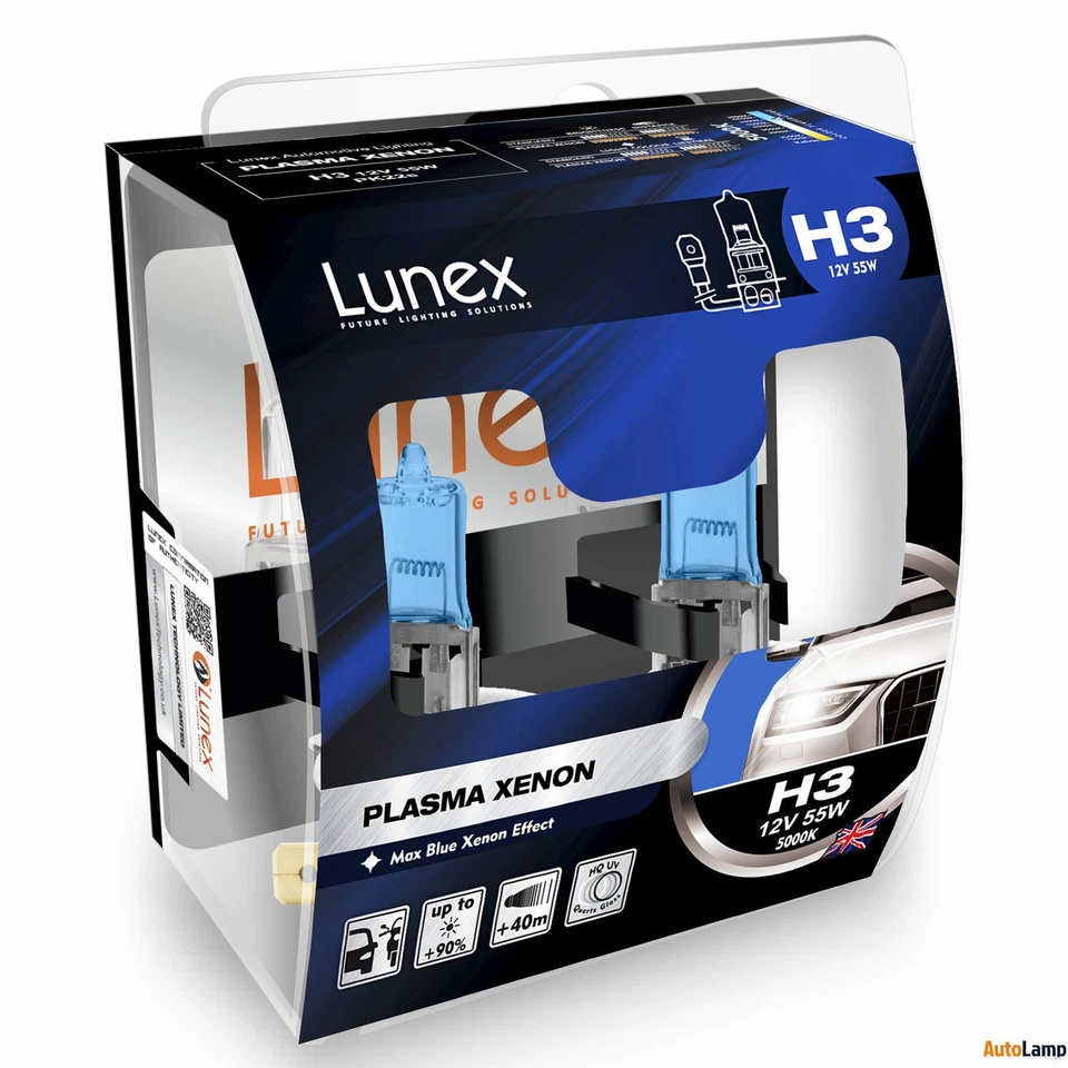 2x LUNEX H3 PLASMA XENON Scheinwerfer Halogenbirnen 12V 55W PK22s 5000K - Bild 1 von 1