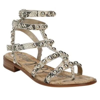 Sandalia para mujer Sam Edelman con tiras de cuero Eavan negra/desnuda talla 6M  Foto 1 de 4