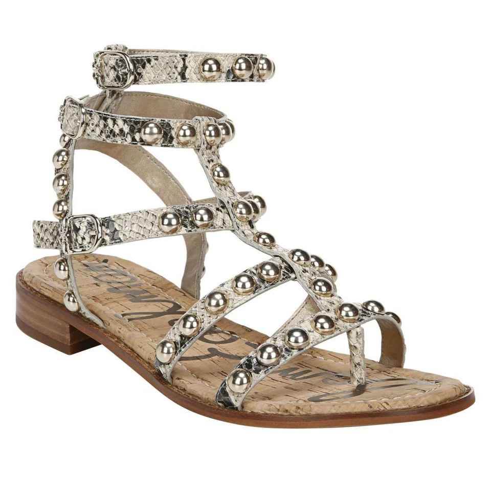 Sam Edelman 女式绑带 Eavan 皮革凉鞋黑色/裸体 6M 码  — 第 1/4 张图片