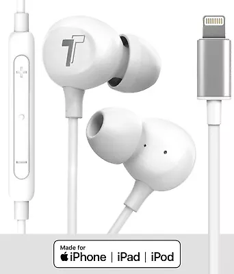MFi APPLE CERTIFIED Lightning Connector Headphones for iPhone, Earphones w/ Mic - Image 1 of 4