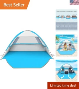 UPF 50+ Portable Beach Shade Tent for 3-4 Person – Easy Setup & UV Protection - Picture 1 of 9
