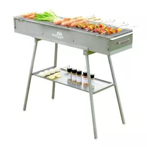 WillBBQ Charcoal BBQ Portable Hibachi Grill for Skewer and Kebabs 100(L)x26(W)cm - Picture 1 of 13
