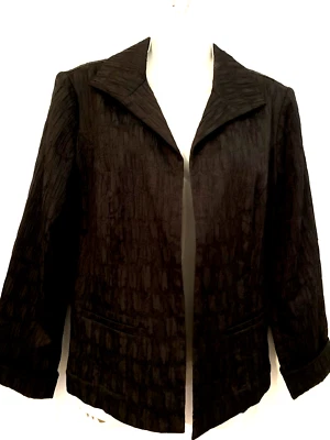 Chico's Size 1  Black Jacket ightweight open front 3/4 Sleeves-EUC!! - Image 1 of 4