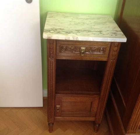 french art deco vintage 30s nightstand bedside table marble wood midcentury Cover