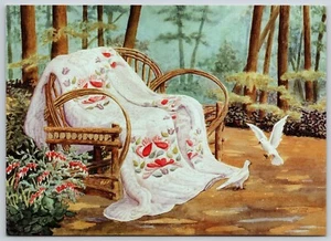 Postal Country Bride - Amish Edredones por Susie Riehl Acuarela Gran Tamaño 1997 - Imagen 1 de 2