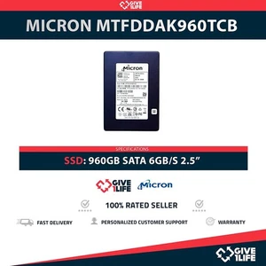 MICRON MTFDDAK960TCB SSD 960GB SATA 6GB/s - Picture 1 of 6