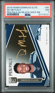 DK METCALF 2019 Panini Donruss Elite Football ON CARD GOLD Auto PSA 7 Seahawks - Picture 1 of 2