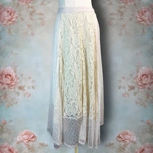 Flying Tomato creme Blumen & Tupfen Spitze Vintage-Stil fließender Midirock  - Bild 1 von 4
