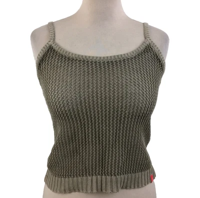 Mexx Women's Top Size L Beige Knit Spaghetti Scoop Neck Short Used F1 - Image 1 of 4