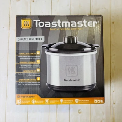 Toastmaster 20 Ounce Mini Crock Silver w/ Black Stoneware Pot New in opened Box - Image 1 of 4