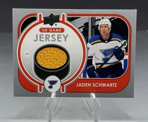 2021-22 UD Series 1  Jersey #GJ-JS Jaden Schwartz Blues Game Worn Yellow - Picture 1 of 3