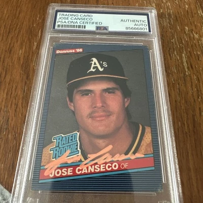 Jose Canseco 1986 Donruss #39 签名亲笔签名 PSA DNA 板橙色 — 第 1/3 张图片