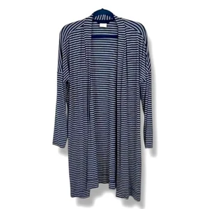 Soma Cool Nights Duster Navy Stripes Cardigan Small NEW - Picture 1 of 5
