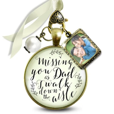 Berloque de casamento com memória pai saudade de você pingente de bronze lembrança de noiva anos 80 - Imagem 1 de 4