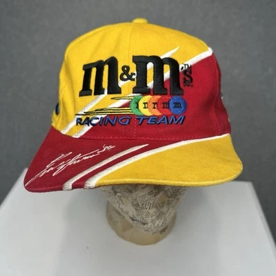 Ernie Irvan #36 M&M’s Racing Team Yellow & Red NASCAR VINTAGE Snap Back Hat - Image 1 of 4