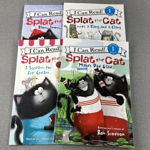 Splat the Cat I Can Read Paperback Books Dad Glad Bang Clang Blow Snow Lot Of 4 - Picture 1 of 16