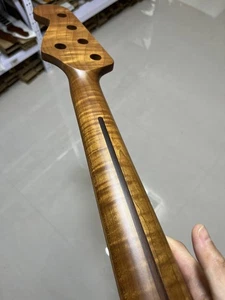 Stainless 20fret 5strings Roasted Flame Maple Fretless Jazz Bass Guitar Neck - Picture 1 of 6