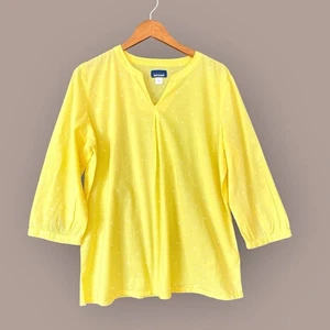 BASIC EDITION Women's Yellow Top Floral 3/4 Sleeve SZ/XL - Picture 1 of 12