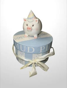 Vintage 2000 Mud Pie Happy Birthday Piggy Bank Ceramic In Decorative Box - Picture 1 of 7
