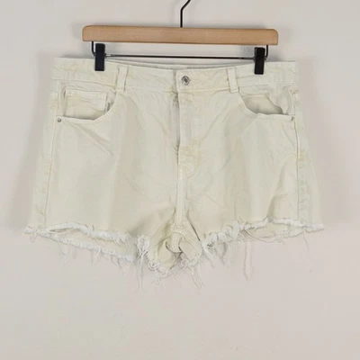 Zara Cut Off Soft Yellow High Waist Denim Jean Shorts Sz 10 - Image 1 of 4