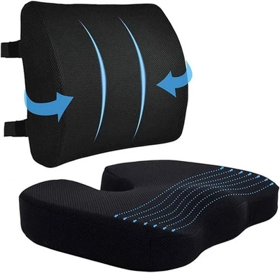Memory Foam Seat Cushion for Office Chair Orthopedic Back & Butt Pillow Sciatica - Image 1 of 4
