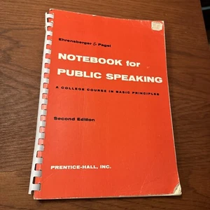 Notebook For Public Speaking By Ehrensberger & Pagel Prentice Hall 1969 PB - Bild 1 von 8